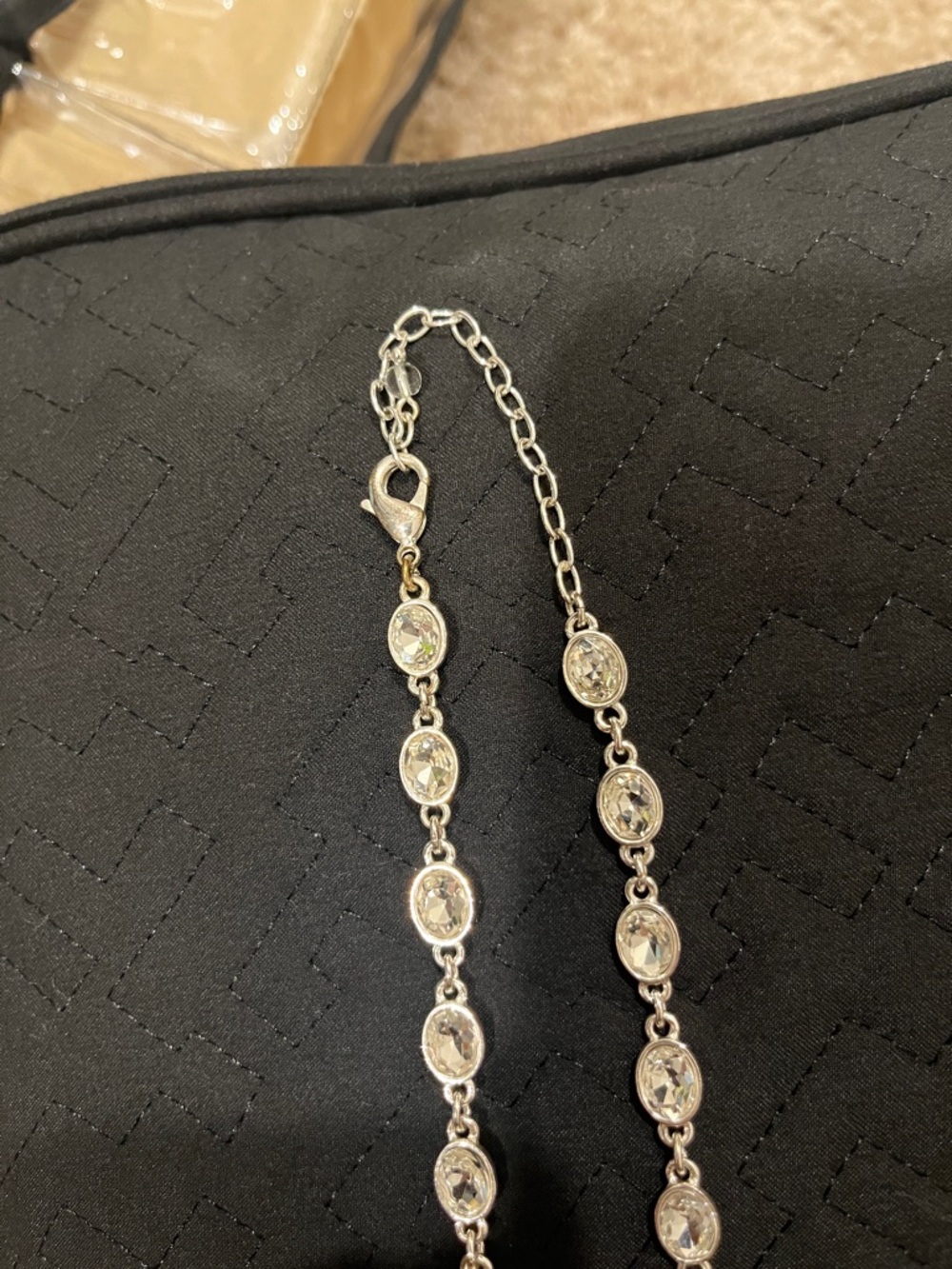 Napier Silver-Tone Clear Crystal Link Necklace - Picture 4 of 7